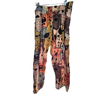 Dog Cartoon Wide Leg Lounging Track Pants Size 3XL Animal Lover Baggy Leisure